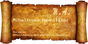 Mihalicska Amarillisz névjegykártya
